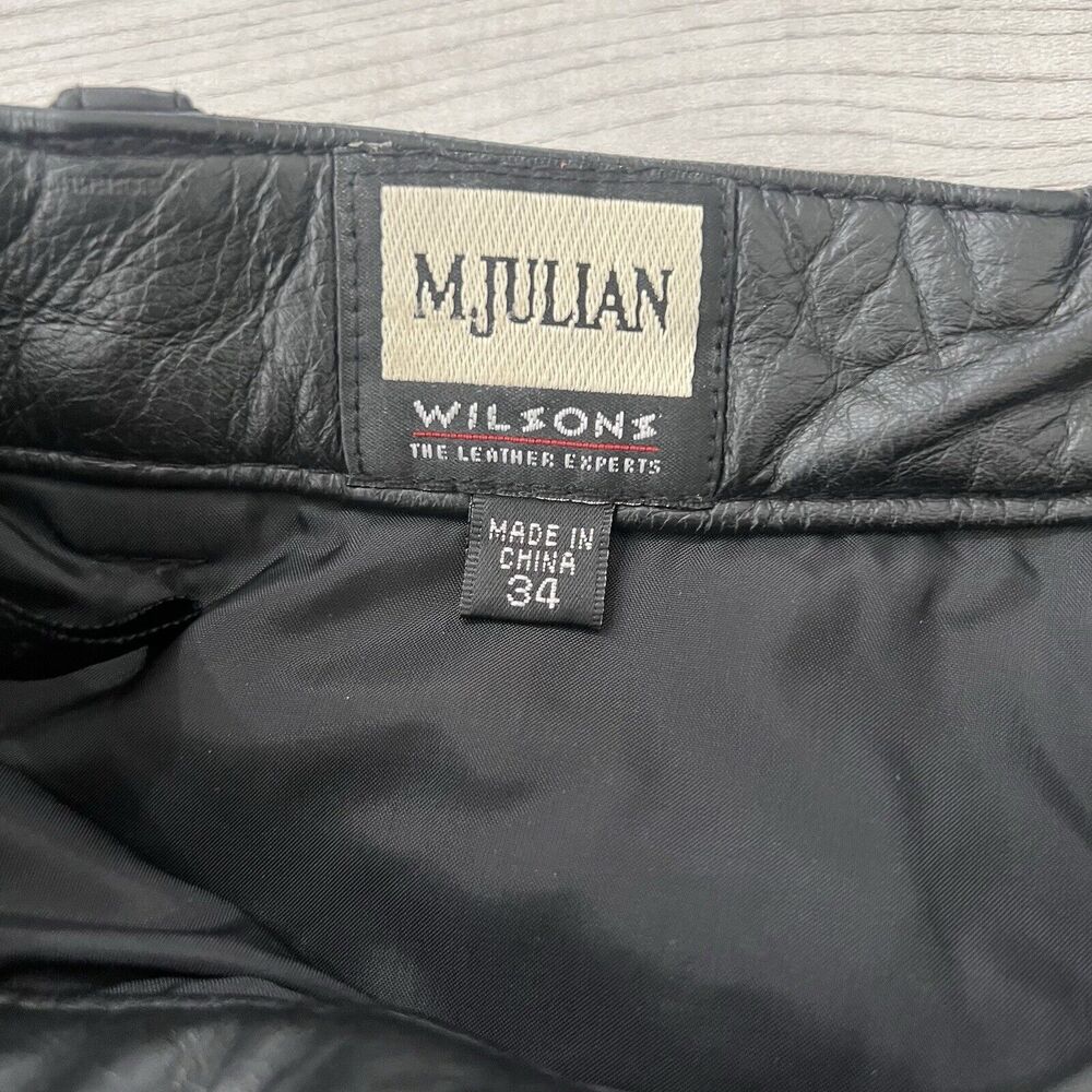 Wilsons Leather M.Julian Pants Mens 34 Black Leather Biker Motorcycle Soft Lined - Picture 3 of 5